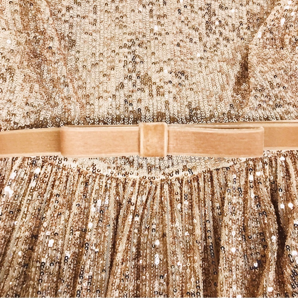 ANTONIO MELANI x Nicola Bathie Rose Gold Sequin Maxi Dress Feather Formal Size 2 - Picture 7 of 14